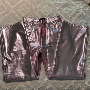 White Fox Metallic Pink Straight Leg Pants